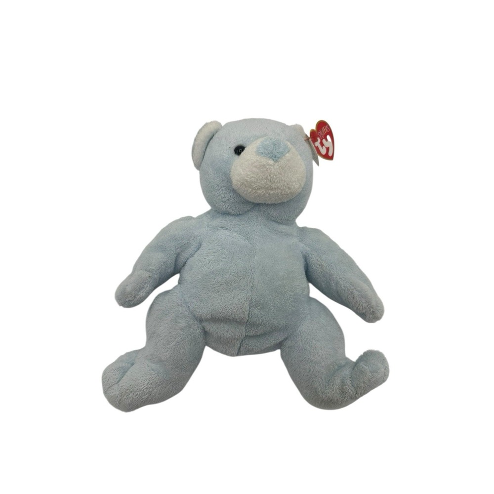 2003 Ty Pluffies Tinker The Light Blue Soft Teddy Bear‎ Plush 9"